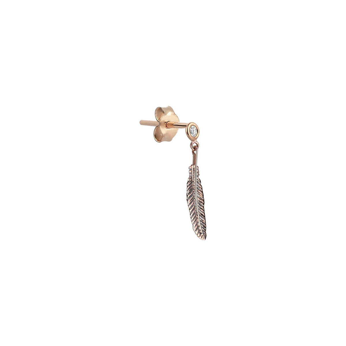 Solitaire Feather Eardrop