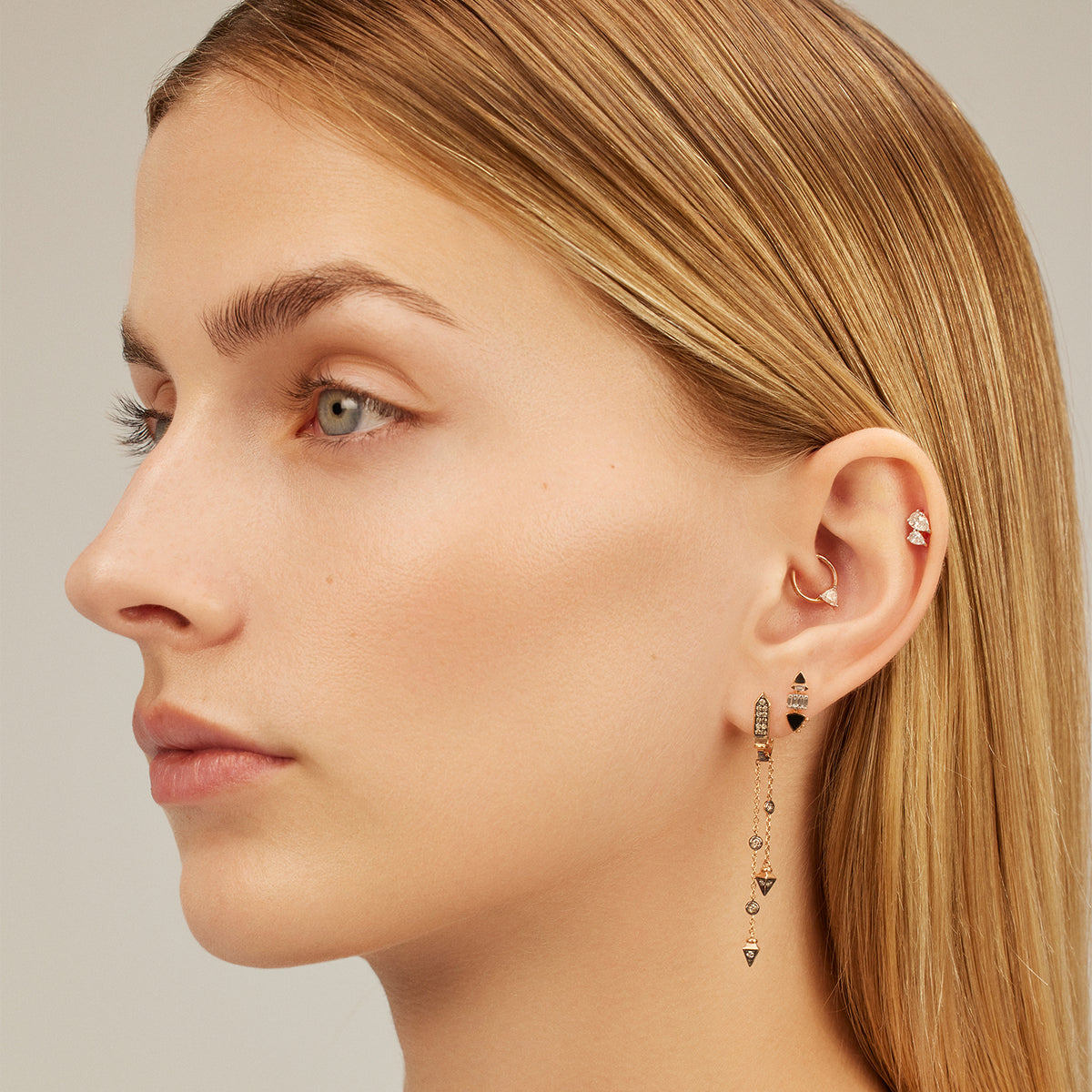 Solitaire Drizzle Dangling Chain Earring