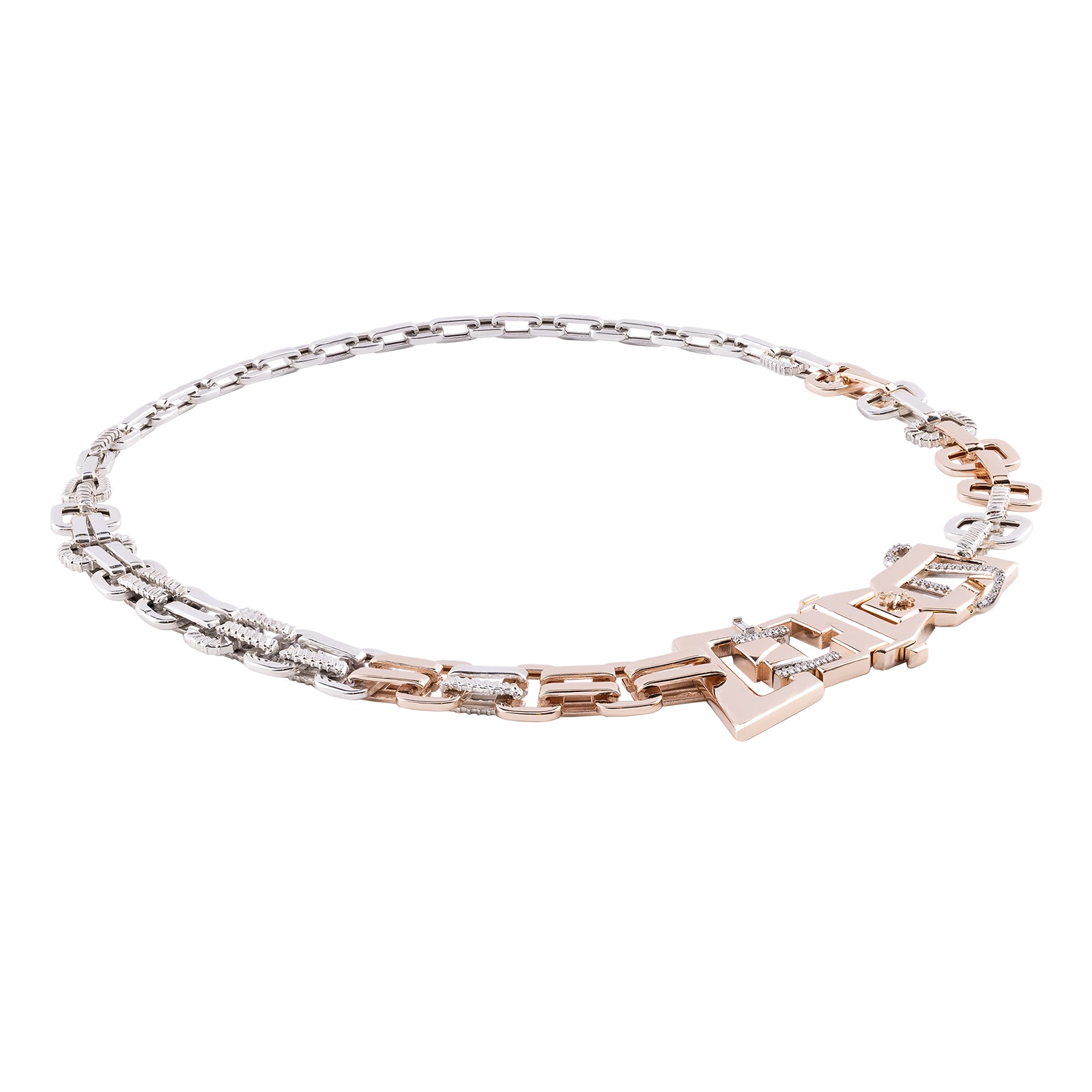 Secure Necklace Roslow Gold and Silver / White Brilliant Diamond