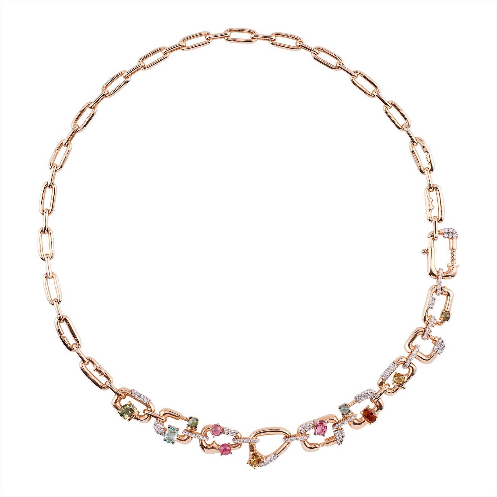 Echo Necklace Roslow Gold / White Brilliant Diamond / Multicolor Tourmaline