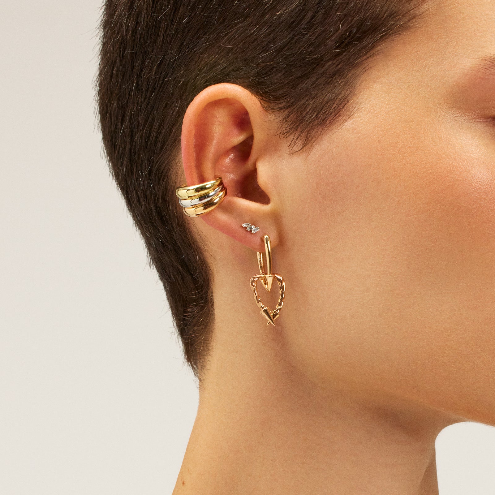 Nomad Cuff Earring Roslow, White and Yellow Gold