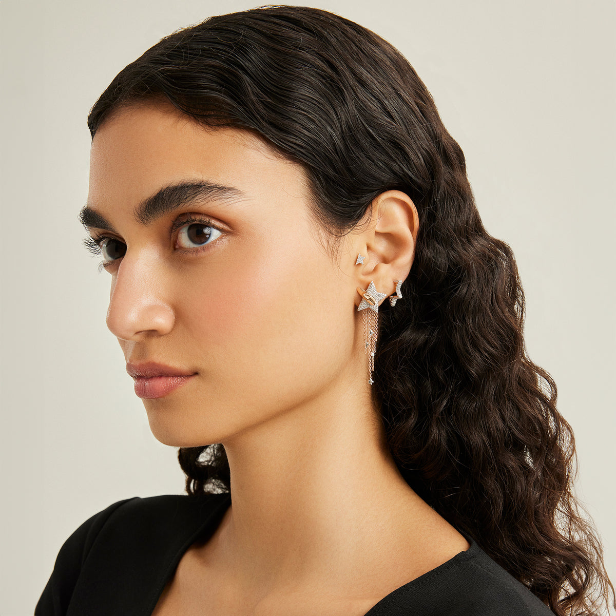 Pavé Star Hoop Earring