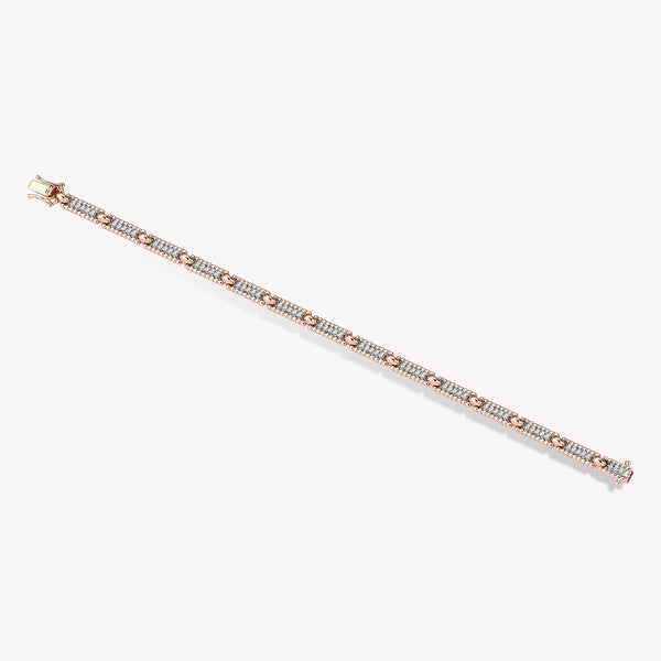 Skinny Beads Duo Tone Pavé Open Box Clasp Bracelet