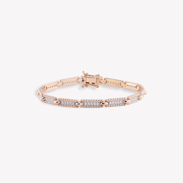 Skinny Beads Duo Tone Pavé Open Box Clasp Bracelet