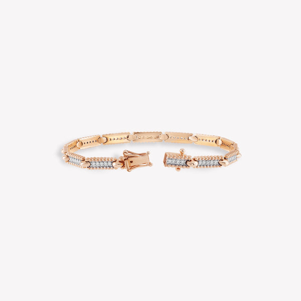 Skinny Beads Duo Tone Pavé Open Box Clasp Bracelet