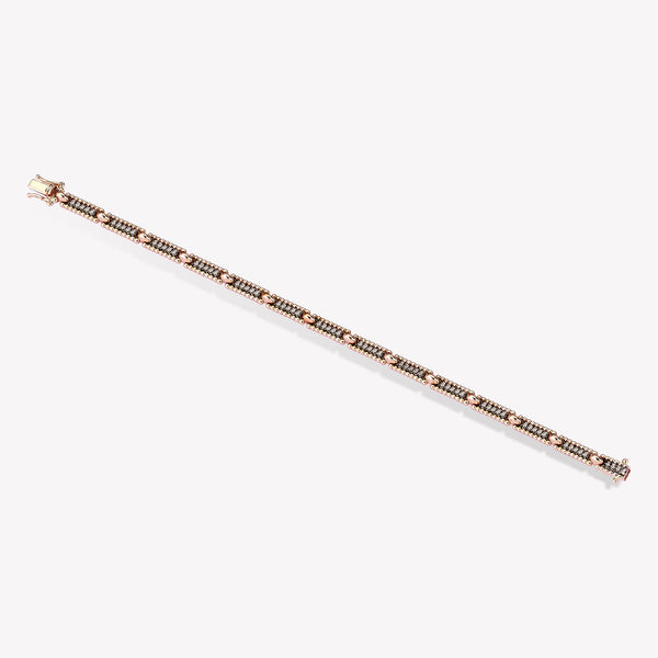 Skinny Beads Duo Tone Pavé Open Box Clasp Bracelet
