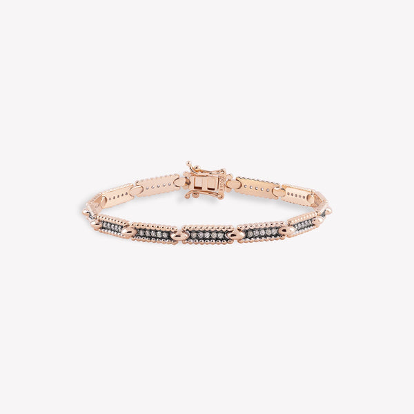 Skinny Beads Duo Tone Pavé Open Box Clasp Bracelet