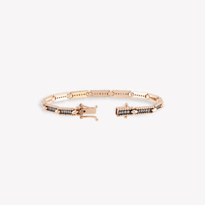 Skinny Beads Duo Tone Pavé Open Box Clasp Bracelet