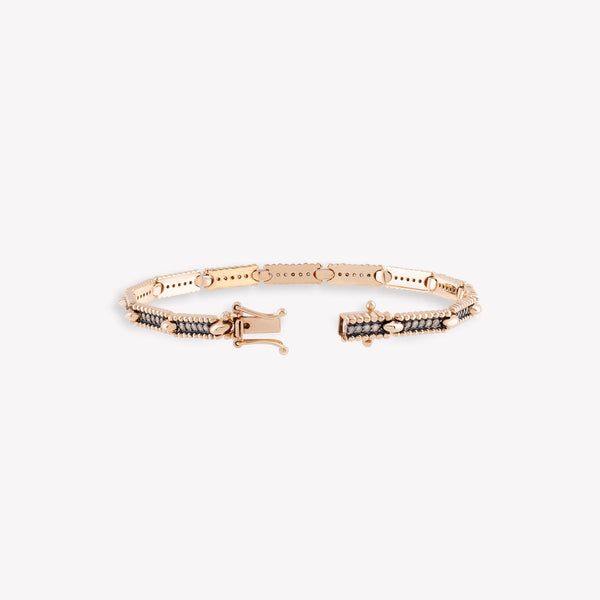 Skinny Beads Duo Tone Pavé Open Box Clasp Bracelet