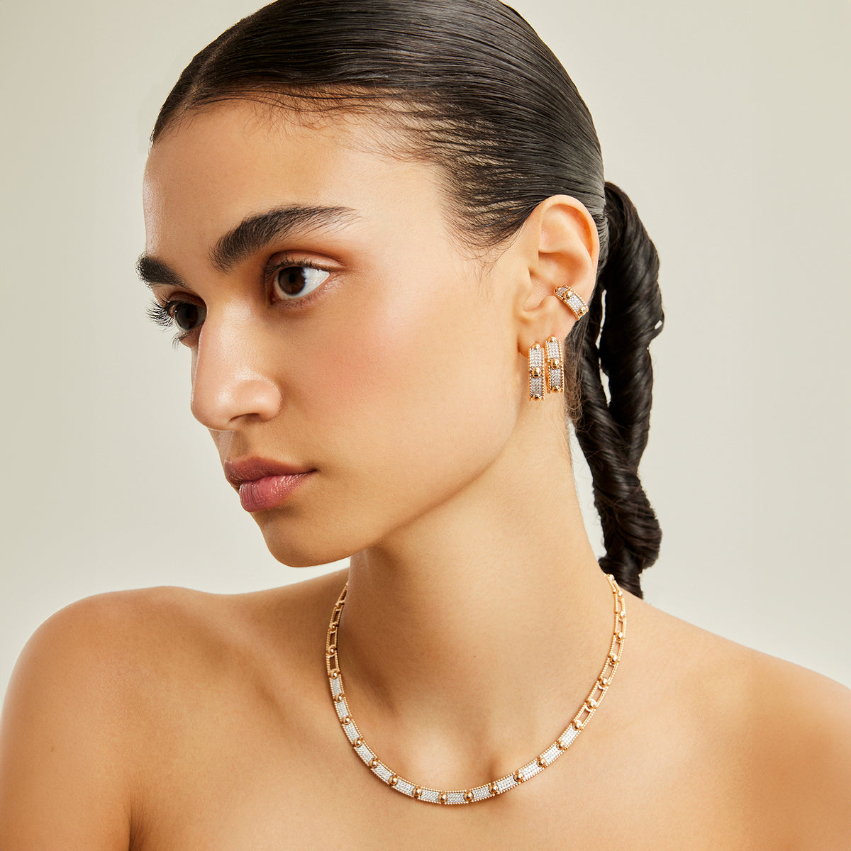 Trio Beads Hoop Earring