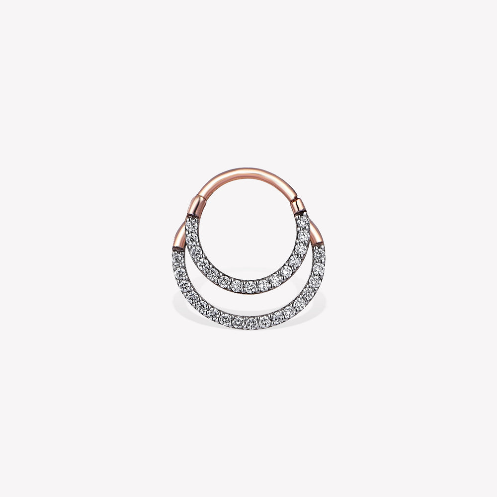 Double Diamond Hoop Piercing