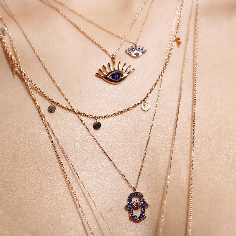 Shimmery Evil Eye Mini Chain Necklace