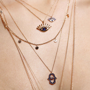 Shimmery Evil Eye Mini Chain Necklace