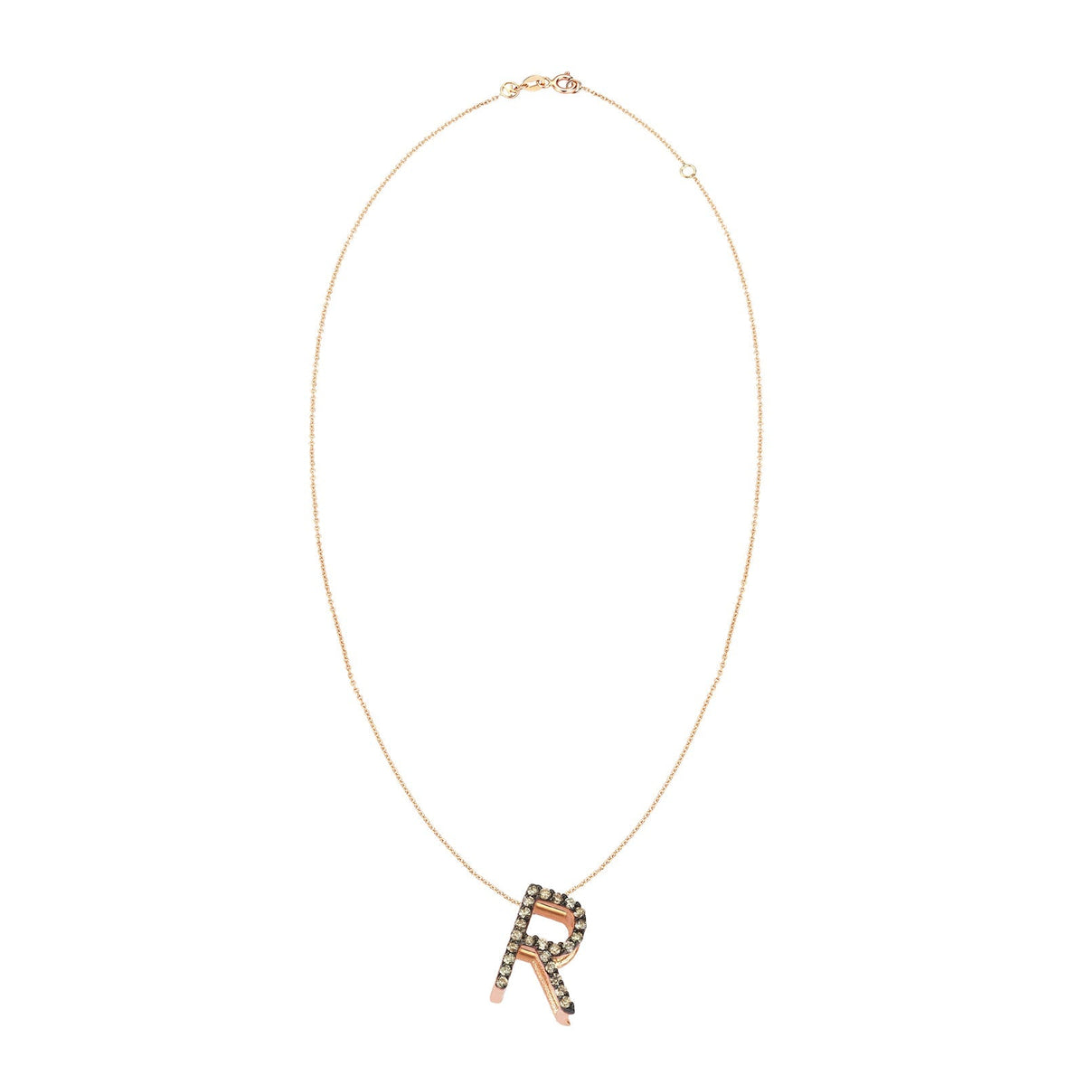 Pave Maxi Cube R Letter Chain Necklace