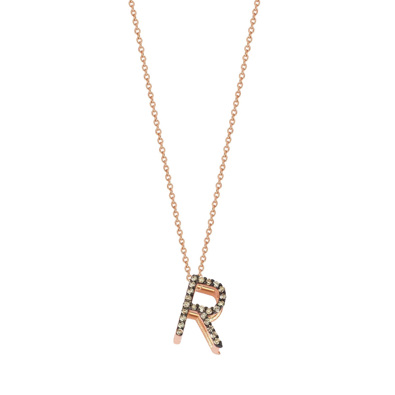Pave Maxi Cube R Letter Chain Necklace - Kismet By Milka