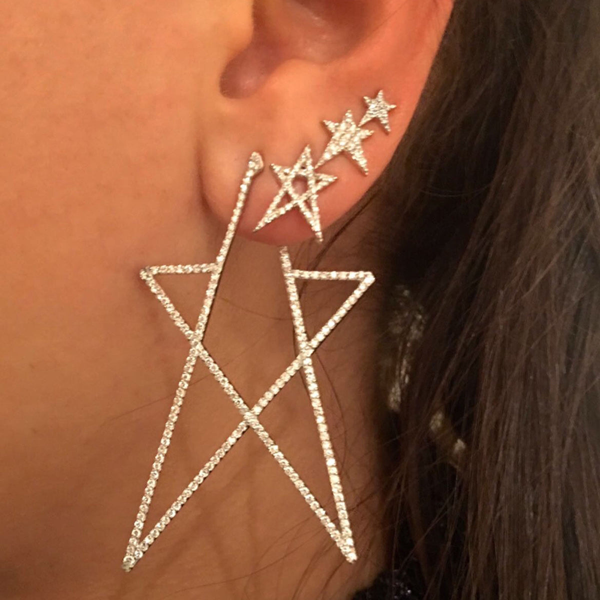 Maxi Pave Struck Star Stud Earring