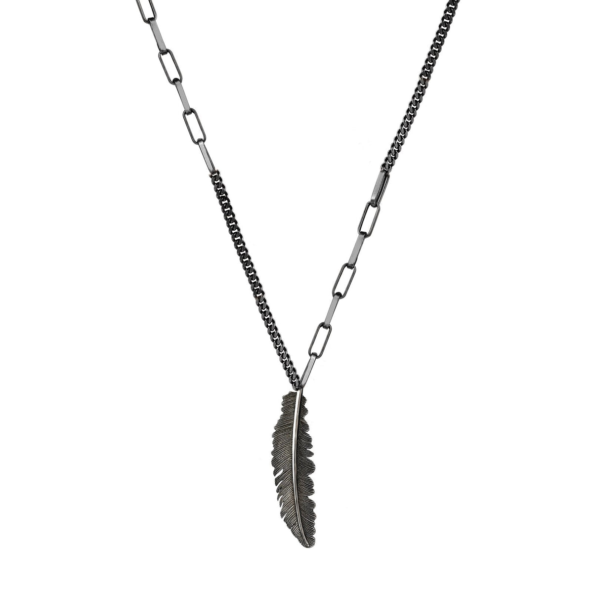Feather Duo Chain Long Necklace