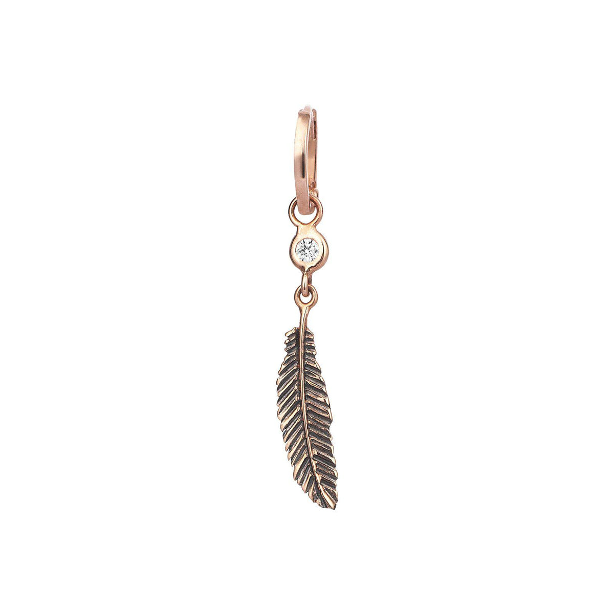 Feather Solitaire Dangling Hoop Earring