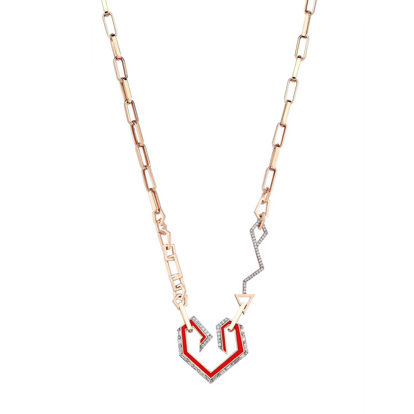 Afecto Necklace Roslow Gold / White Brilliant Diamond and Red Ceramic