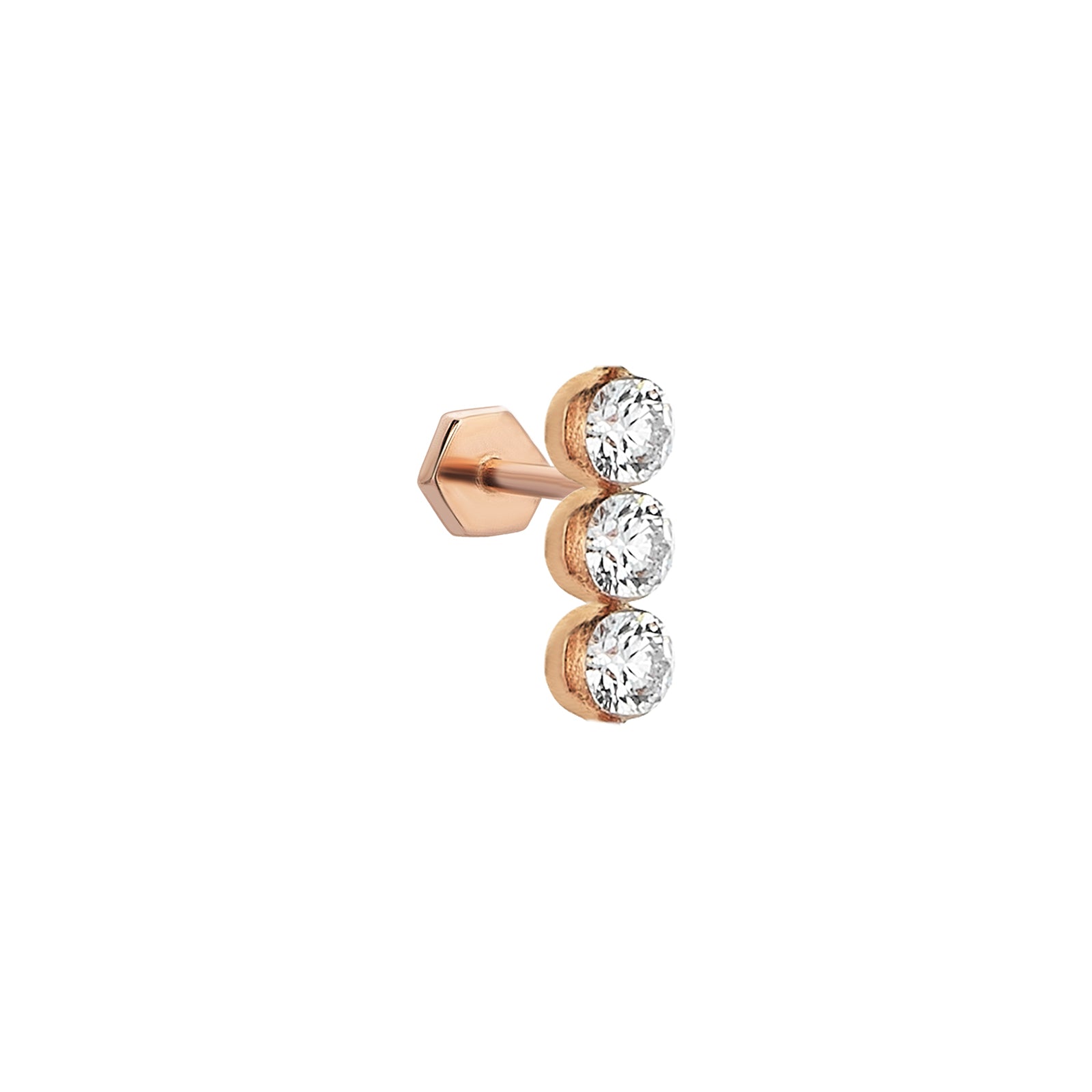 Lidah Piercing Roslow Gold / White Brilliant Diamond / 5 mm