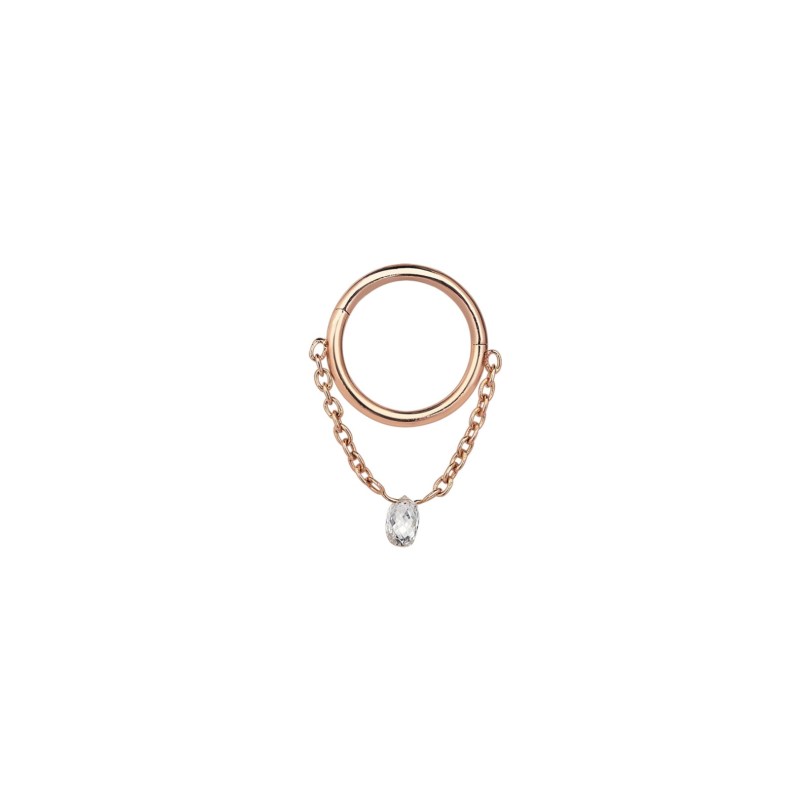 Anais Hoop Piercing Roslow Gold / Briolette White Diamond / 8 mm