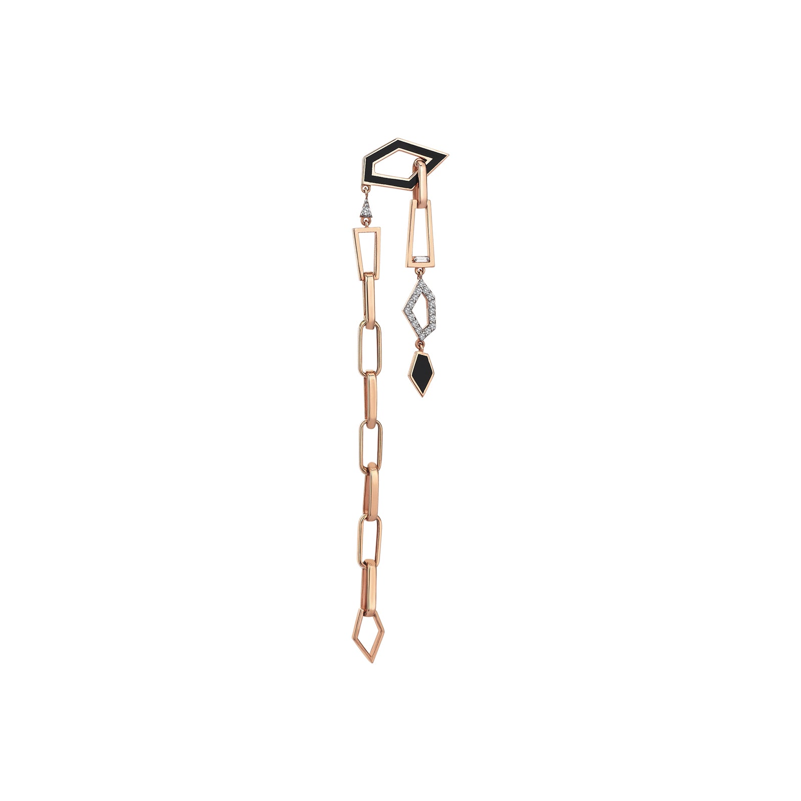 Levels Drop Earring Roslow Gold / White Brilliant Diamond and Black Ceramic