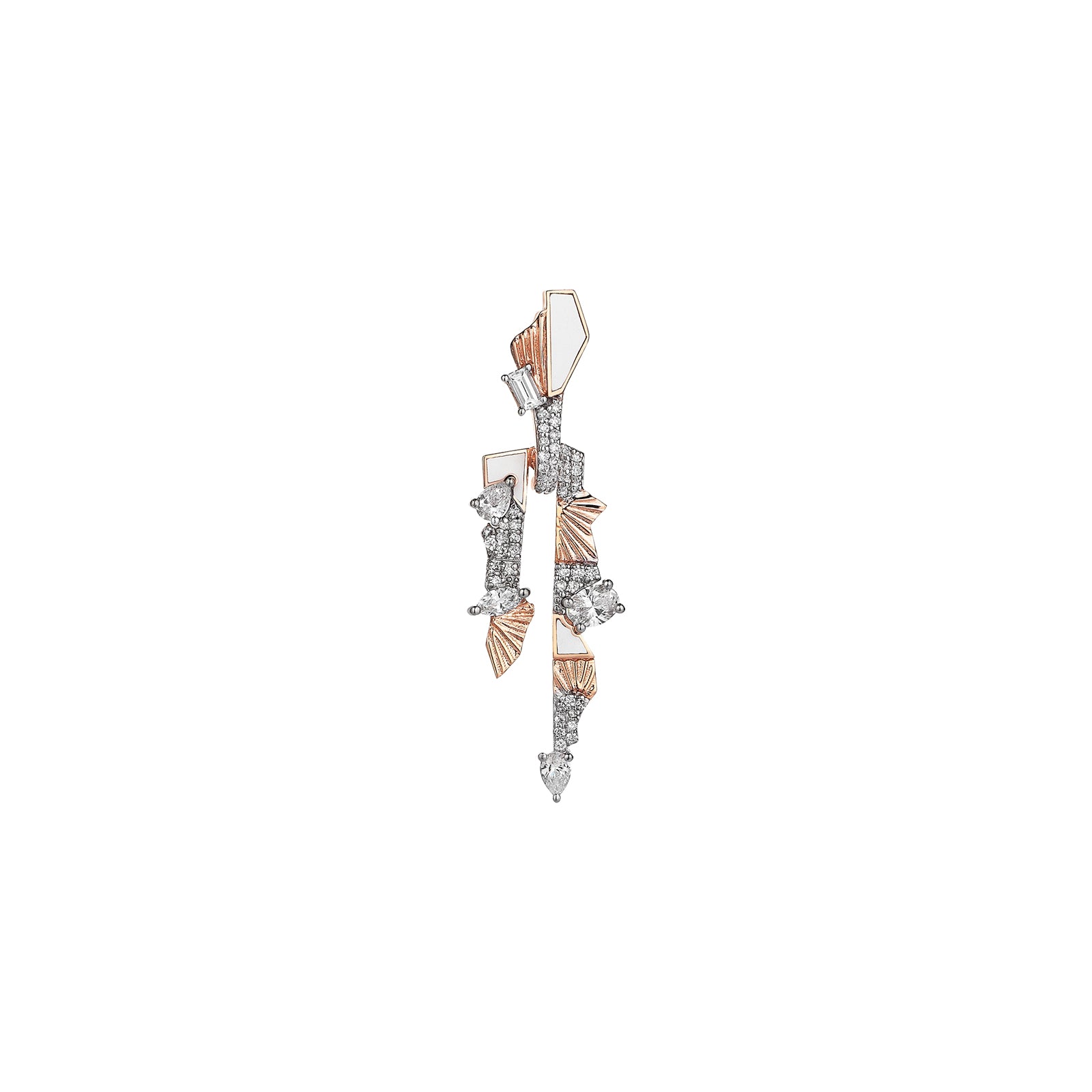 Elements Drop Earring Roslow Gold / White Brilliant Diamond and White Ceramic
