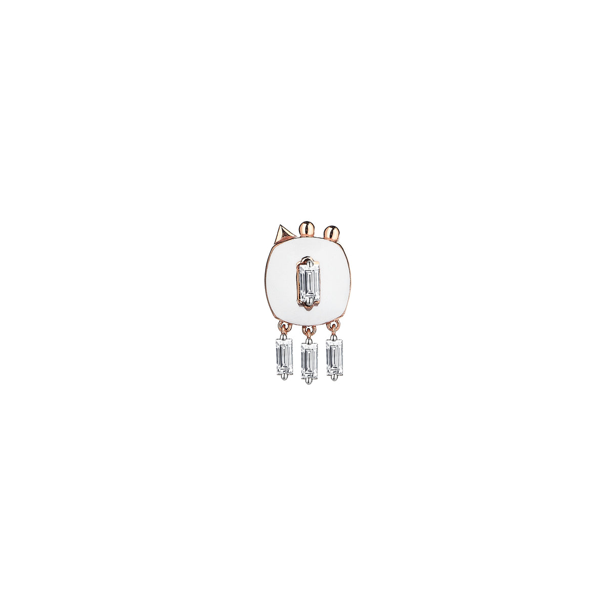 Mabel Earring Roslow Gold / Baguette White Diamond and White Ceramic